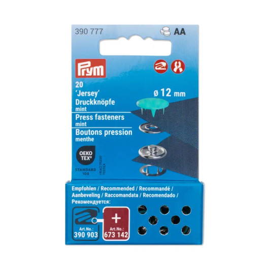 Prym: Jerseyneppari 12mm / 20kpl, minttu
