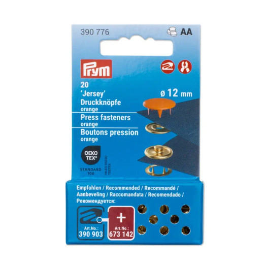 Prym: Jerseyneppari 12mm / 20kpl, oranssi