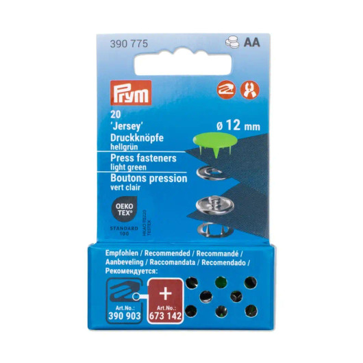 Prym: Jerseyneppari 12mm / 20kpl, vaaleanvihreä