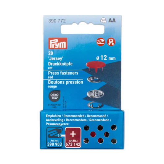 Prym: Jerseyneppari 12mm / 20kpl, punainen