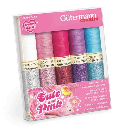 Gütermann Cute and Pink ompelulankasetti 5x100m ja 5x50m