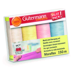 Gütermann Maraflex joustava ompelulankasetti 4 x 150m, pastelli