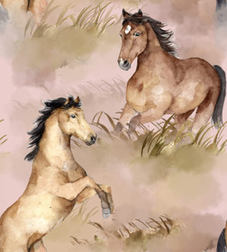 Hento Style: Puuvillatrikoo, Hevoset ISO, roosa