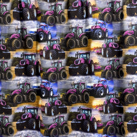 Digitrikoo: Pinkit traktorit pellolla, sininen - okra