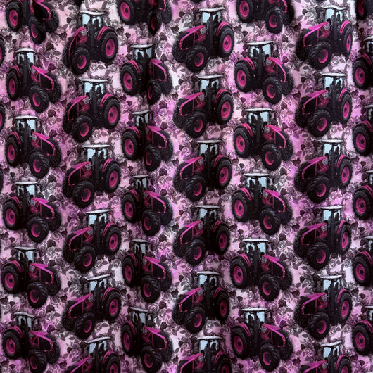 Digitrikoo: Pinkit traktorit ja ruusut, vaaleanpunainen - pinkki - musta 