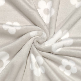 Polar fleece: Kukat, vaalea beige - valkoinen
