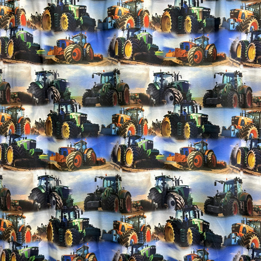 Digitrikoo: Punaiset ja oranssit traktorit, vaaleansininen - taivaansininen 