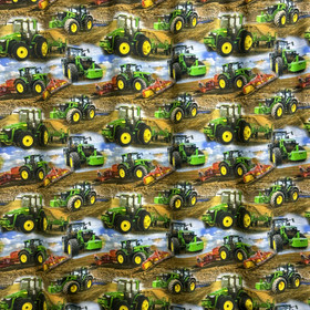 Digitrikoo: Vihreät traktorit pellolla, ruskea - taivaansininen 