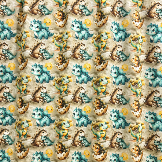 Digijoustocollege: Piirretyt dinosaurukset, beige - ruskea - turkoosi