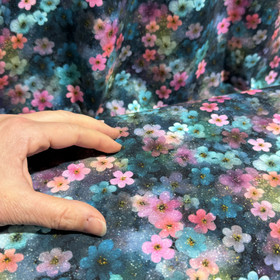 Digitrikoo: Vuokot, tumma petrooli, vaaleanpunainen - turkoosi