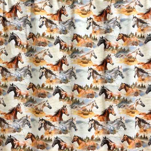 Digitrikoo: Hevoset, beige - kameli - ruskea