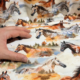 Digitrikoo: Hevoset, beige - kameli - ruskea