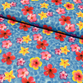 Lycra: Kukat, turkoosi (UPF50 + kloorinkestävä)