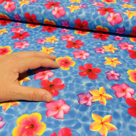 Lycra: Kukat, turkoosi (UPF50 + kloorinkestävä)