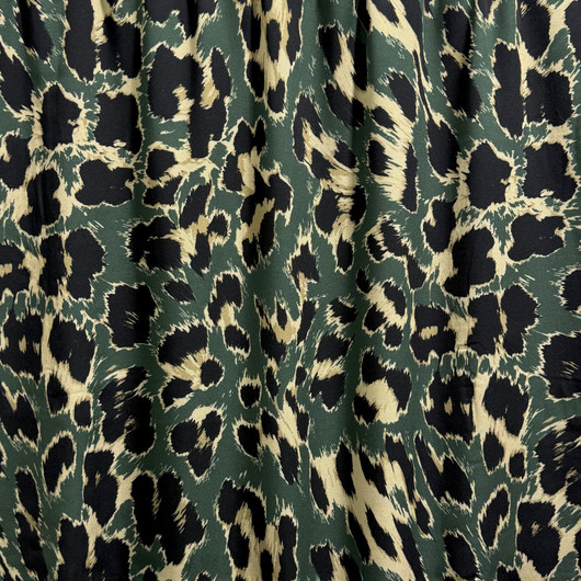 Kudottu viskoosi: Leopard, tummanvihreä - beige - musta 