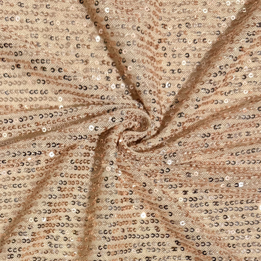 Paljettiverkkokangas, beige - ruusukulta