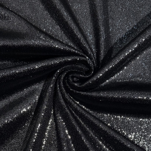 Joustovelour: Glitteri, musta - hopea