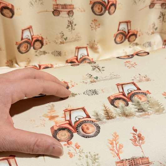 Digitrikoo: Vesiväri traktorit, beige - murrettu punainen 