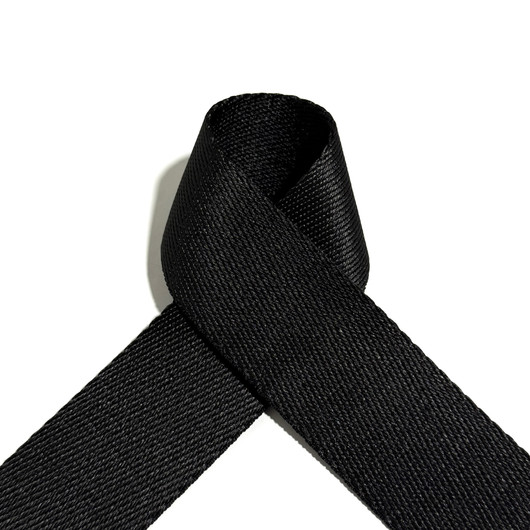 Polycotton T-nauha / laukkuhihna 38mm, musta