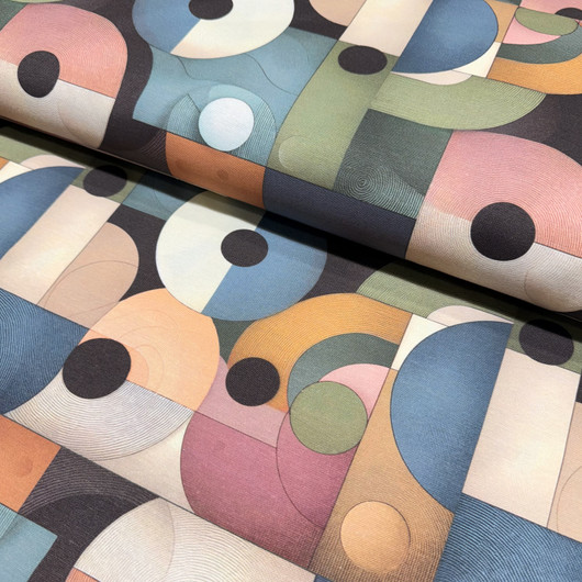 Canvas: Suuret abstraktit kuviot, musta - jeans - marjapuuro 