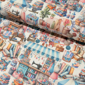 Canvas: Kangaskauppa, valkoinen - monivärinen