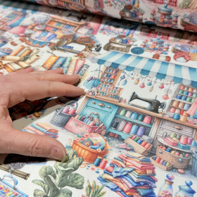 Canvas: Kangaskauppa, valkoinen - monivärinen