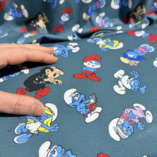 Smurffit -trikookangas: Smurffit, sini-harmaa