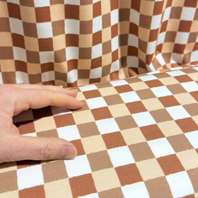 Digitrikoo: Ruskeat ruudut, valkoinen - beige - ruskea 