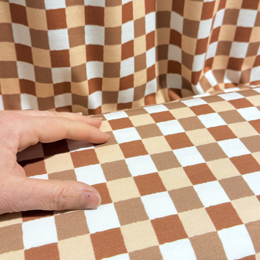 Digitrikoo: Ruskeat ruudut, valkoinen - beige - ruskea 