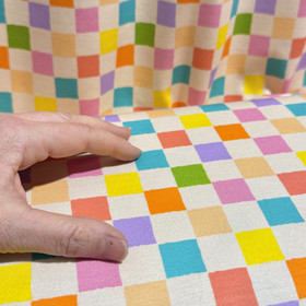 Digitrikoo: Värikkäät ruudut, vaalea beige - monivärinen