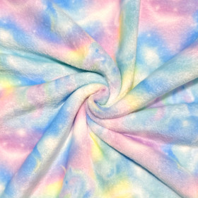 Polar fleece: Unicorn, valkoinen - vaaleanpunainen - vaaleansininen 