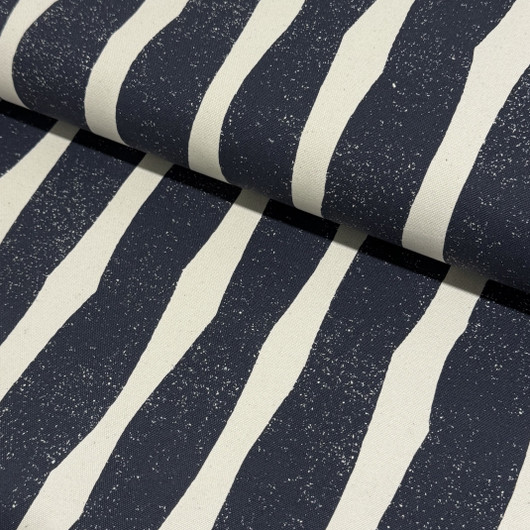 Canvas: Kokka, raidat, tummansininen - luonnonvalkoinen 