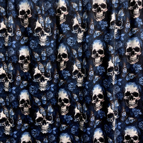 Digitrikoo: Pääkallot ja perhoset, tummansininen - farkunsininen