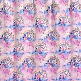 Digitrikoo: Nukkuvat yksisarviset ja sateenkaaret, hento vaaleanpunainen - pinkki - sininen