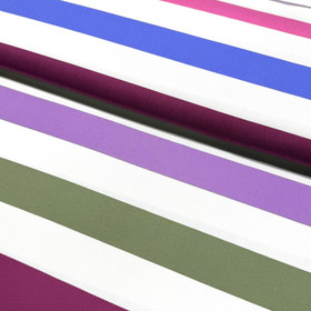 Canvas: Vaakaraidat, luonnonvalkoinen - armeijanvihreä - pinkki - sininen
