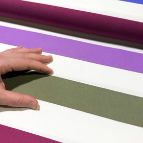 Canvas: Vaakaraidat, luonnonvalkoinen - armeijanvihreä - pinkki - sininen