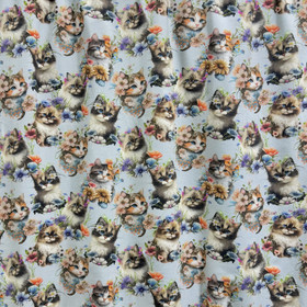 Digitrikoo: Kissat ja kukat, vaaleansininen