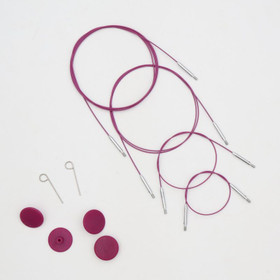 KnitPro: Thin&Flex 360° Swivel kaapelit 40-150cm, pinkki