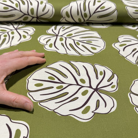 Canvas: Suuret lehdet, oliivinvihreä - valkoinen