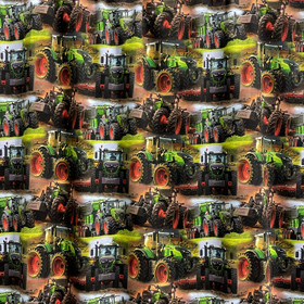 Digitrikoo: Vihreät traktorit, vihreä - monivärinen