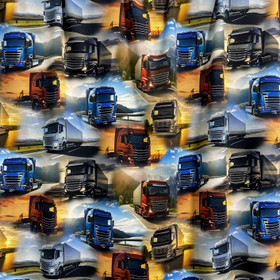 Digitrikoo: Kuorma-autot tiellä, vaaleanharmaa - sininen - oranssi