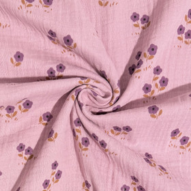 Double gauze: Violetit pikkukukat, vanha roosa