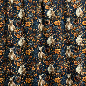 Digitrikoo: Peura ja syyslehdet, tummansininen - okra