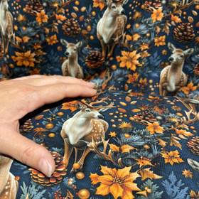 Digitrikoo: Peura ja syyslehdet, tummansininen - okra