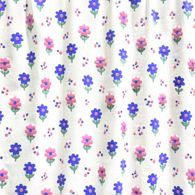 Trikoo: Kukat glitterillä, valkoinen - violetti - vaaleanpunainen