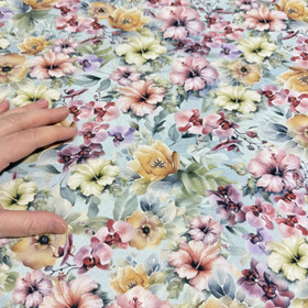 Digitrikoo: Värikkäät kukat, vaalea turkoosi - monivärinen