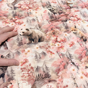 Digijoustocollege: Kukkaismetsä, roosa - beige - vaaleanharmaa