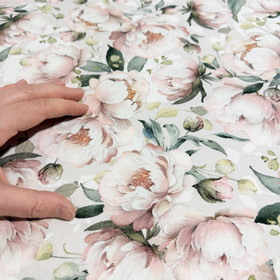 Digitrikoo: Vaaleanpunaiset pionit, beige - vihreä