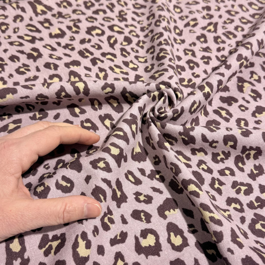 Kivipesty viskoosi-pellava: Leopard vanha violetti - mauve