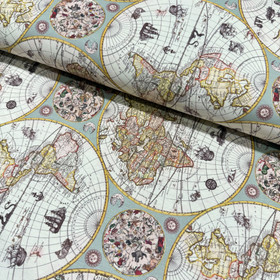 Canvas: Maailmankartta, vanha vihreä - lämmin keltainen